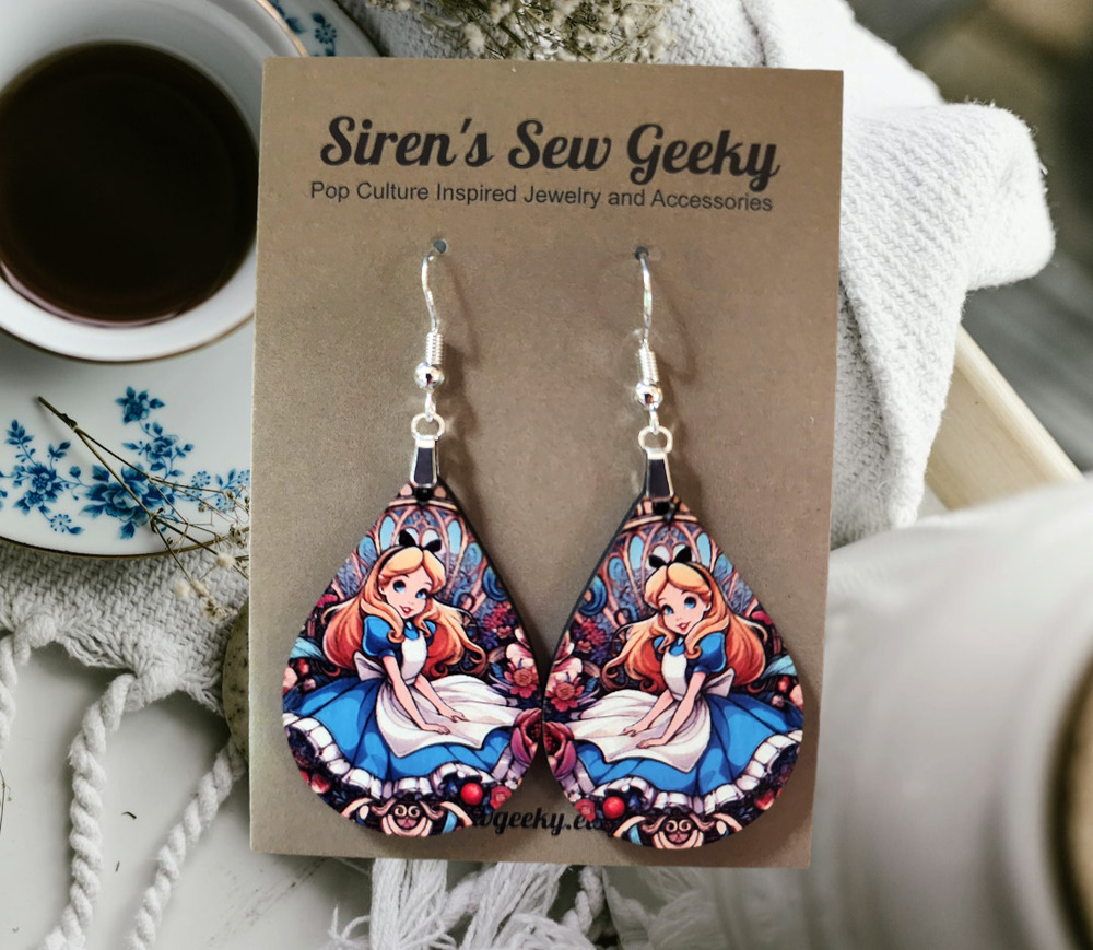 Alice In Wonderland Art Nouveau Floral Earrings Disney
